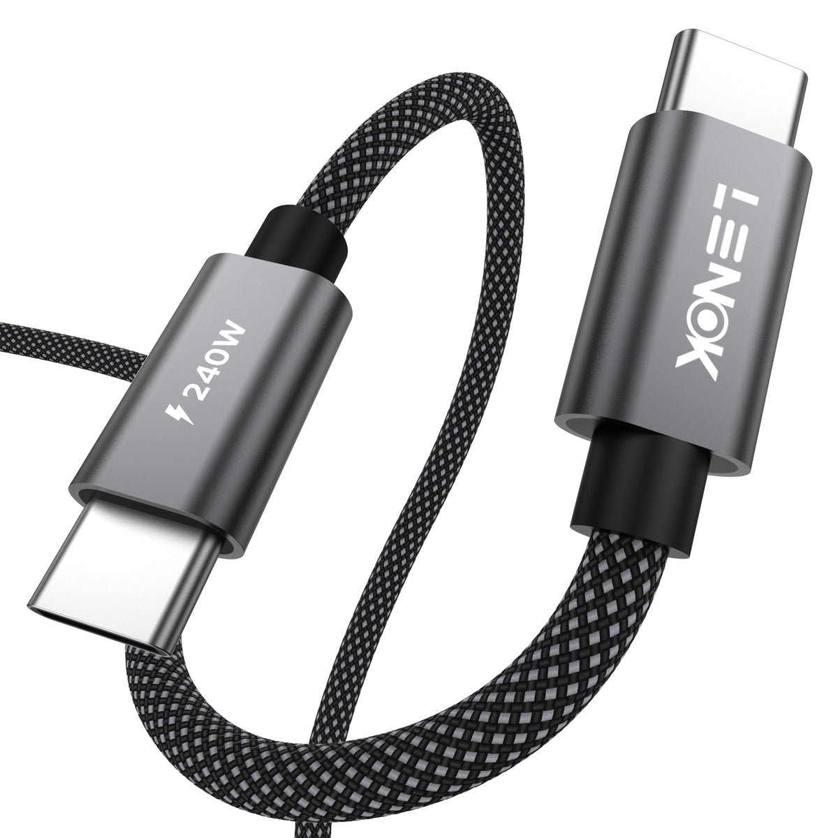 LENOK 240W USB-C to USB-C Fast Charging Cable – 2M, E-Marker, Braided
