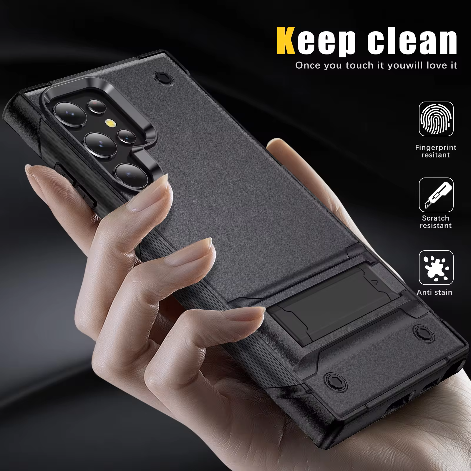 Samsung S25 Ultra Armor Case – Military-Grade, Rugged, Shockproof with Kickstand | LENOK