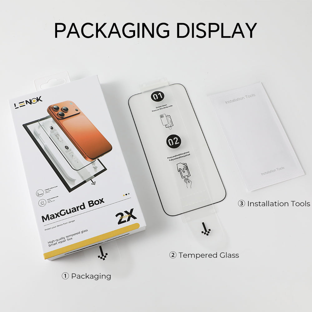 LENOK iPhone 17 Pro Max Screen Protector – Tempered Glass, HD Clear, 2X Strength, Bubble-Free, Dust-Free, Easy Install Kit