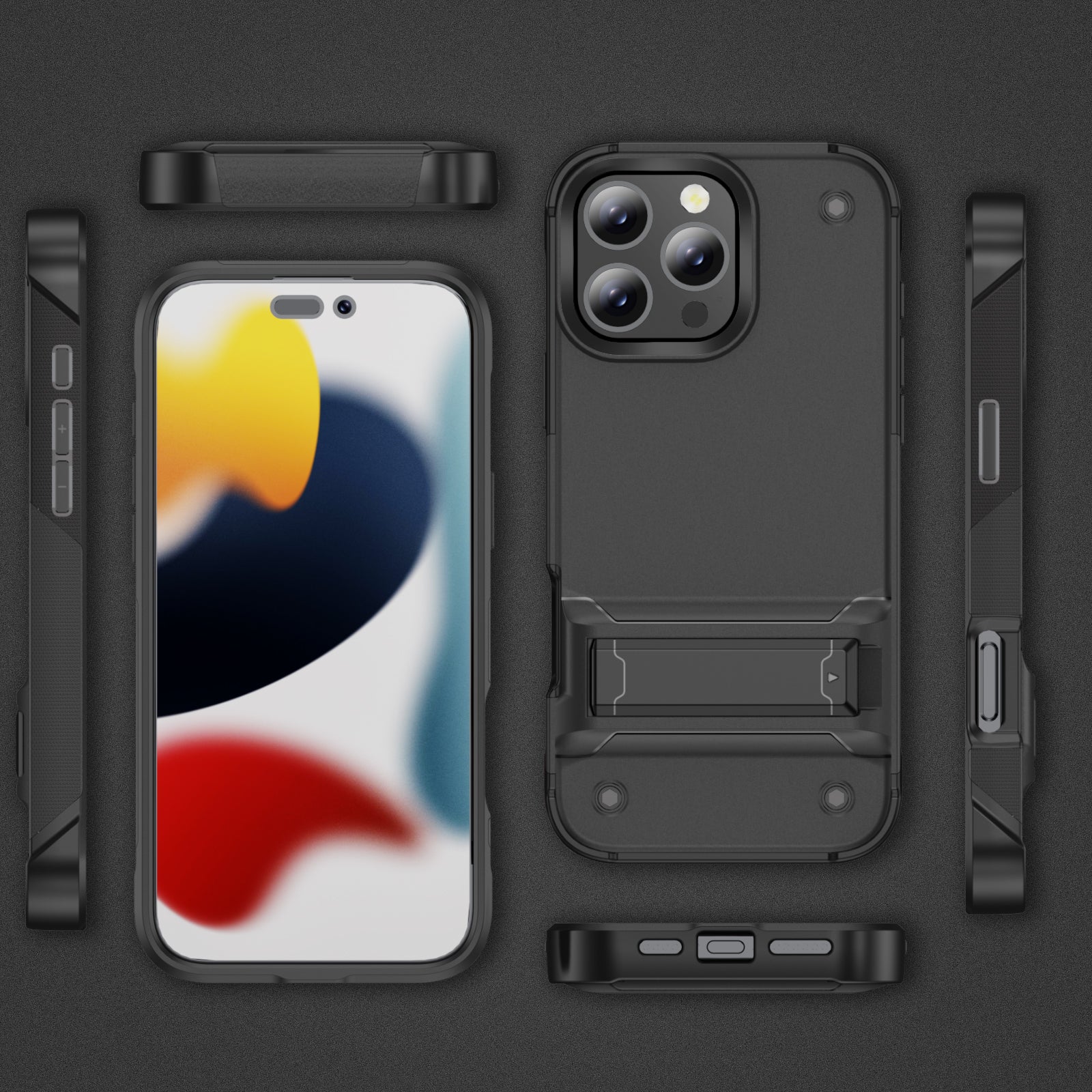 iPhone 16 Pro Case – Military - Grade Heavy - Duty Armor with Kickstand, Shockproof, Fingerprint - Resistant Rugged Cover | LENOK - LENOK