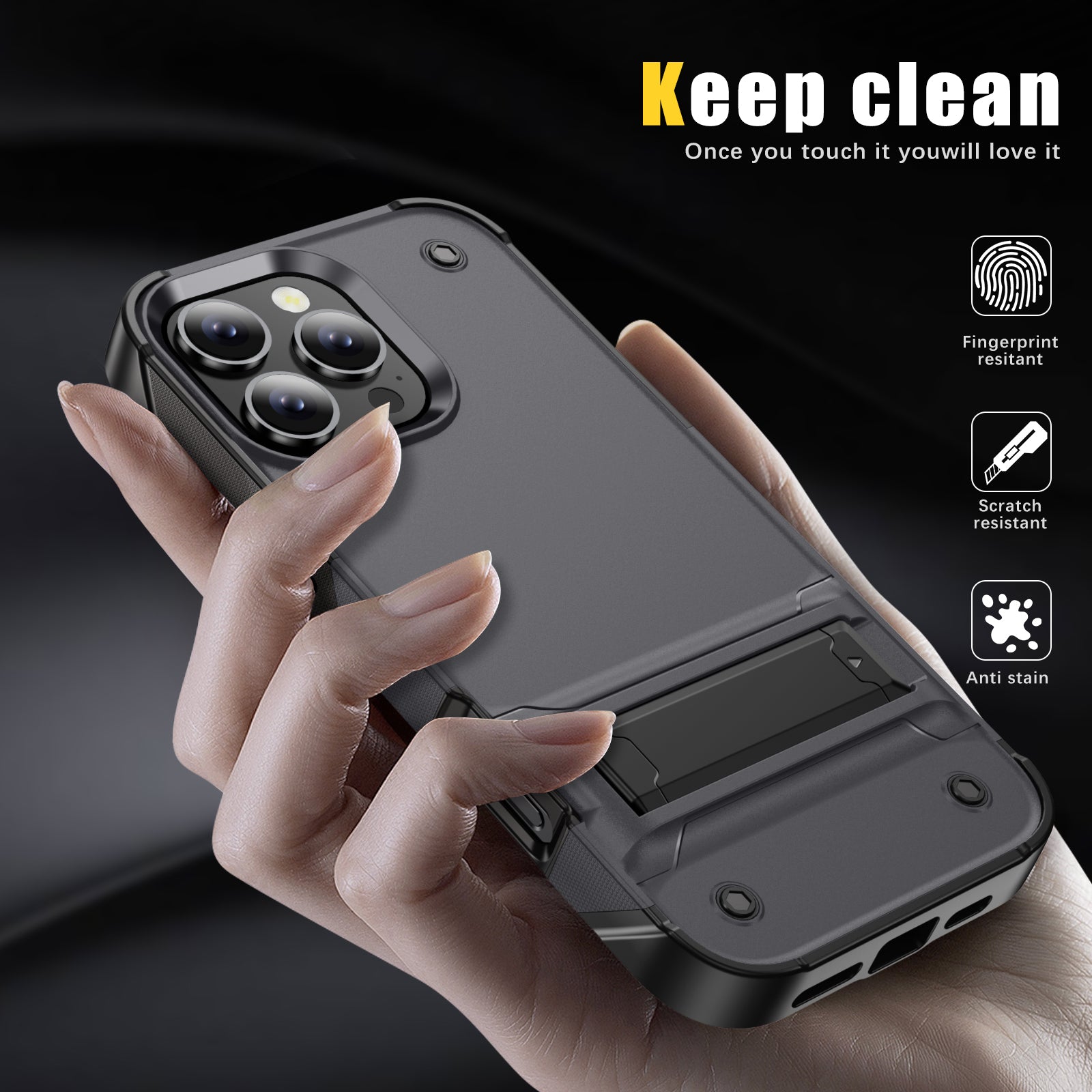iPhone 16 Pro Max Case, Military-Grade Shockproof Armor with Kickstand, Rugged Cover | LENOK - LENOK