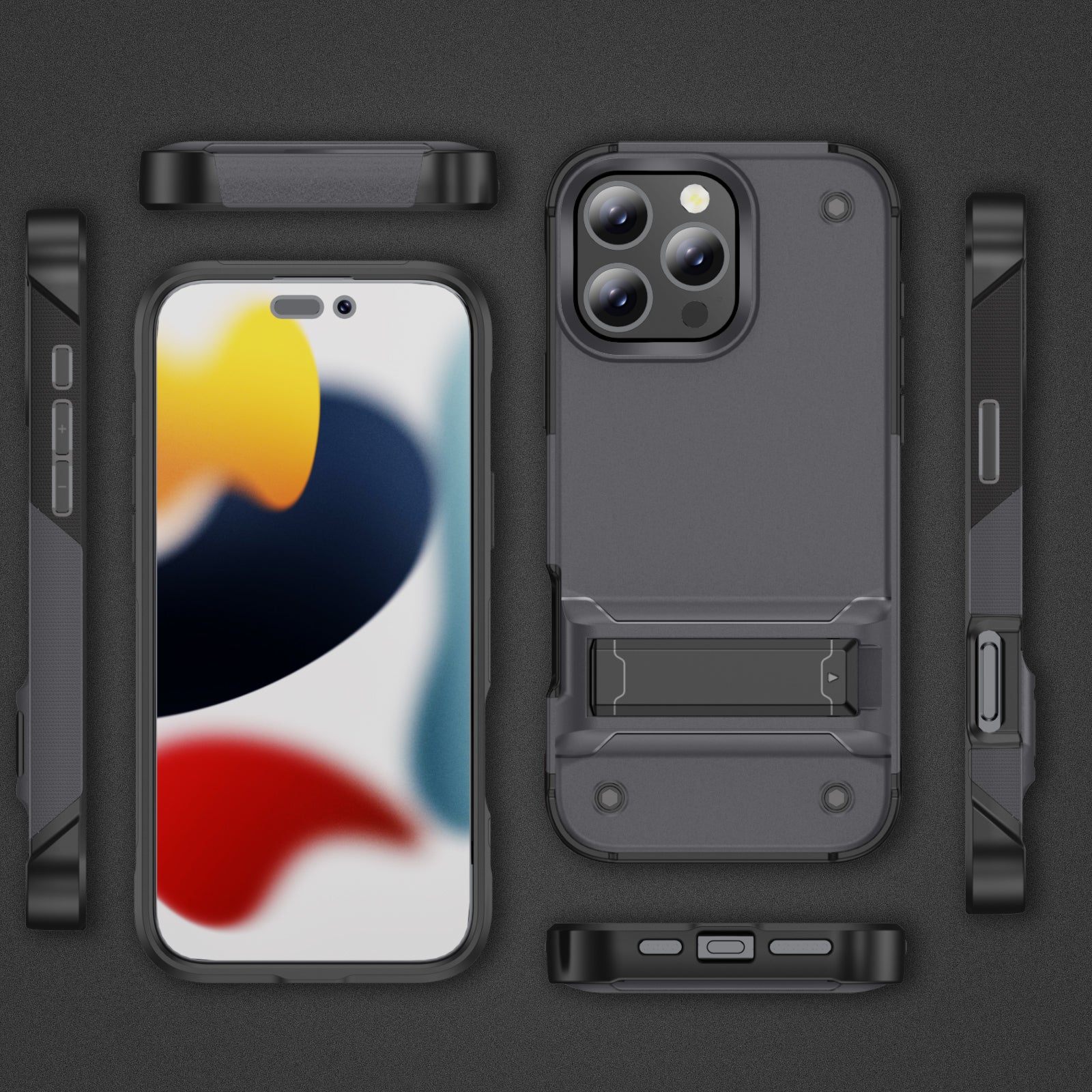 iPhone 16 Pro Max Case, Military-Grade Shockproof Armor with Kickstand, Rugged Cover | LENOK - LENOK