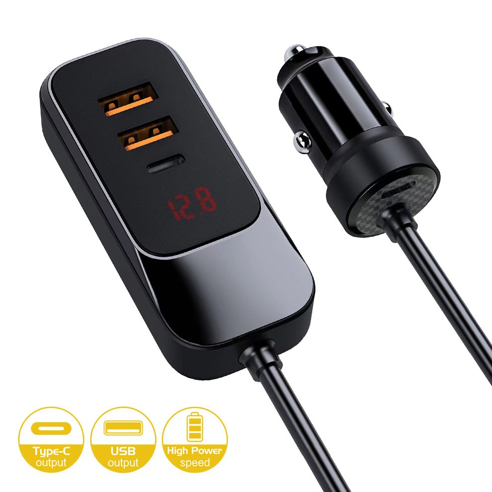 LENOK 120W USB - C Car Charger, 4 - Port Fast Charger with 1.5m Cable, Compatible with iPhone & Samsung - LENOK