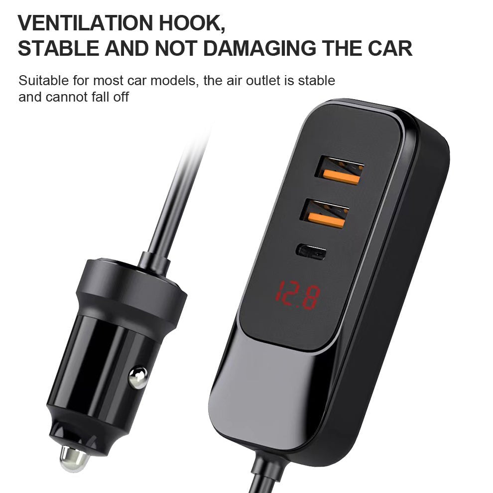 LENOK 120W USB - C Car Charger, 4 - Port Fast Charger with 1.5m Cable, Compatible with iPhone & Samsung - LENOK