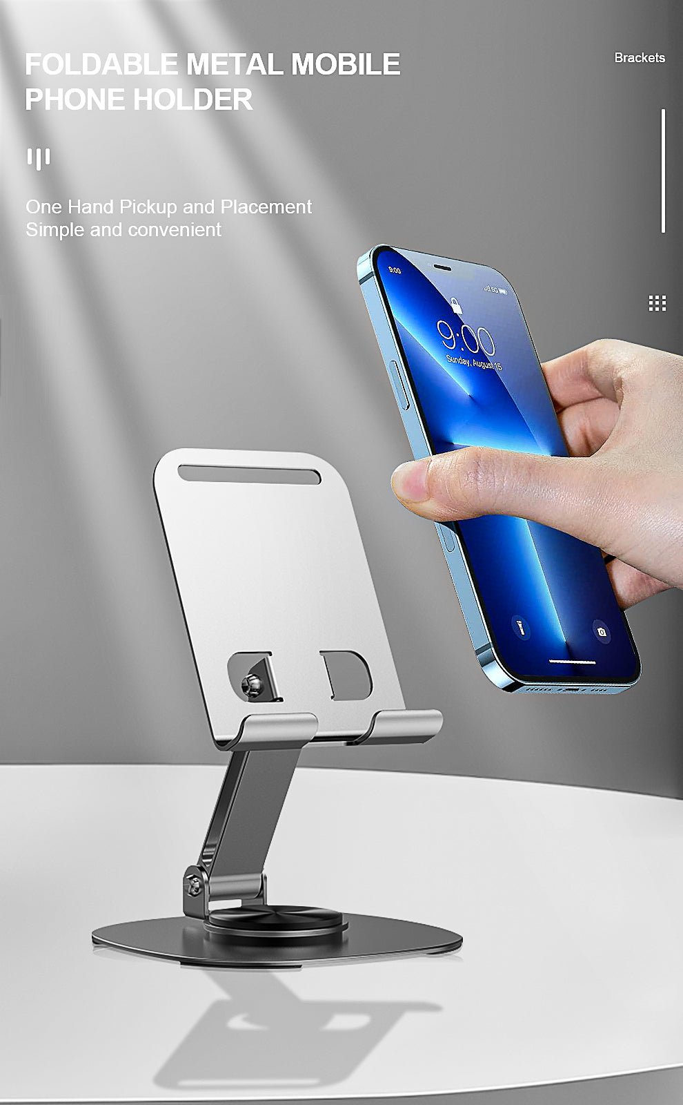 LENOK 360° Rotating Phone & Tablet Stand – Foldable, Portable, Adjustable Desk Holder for iPhone, iPad & All Smartphones - LENOK