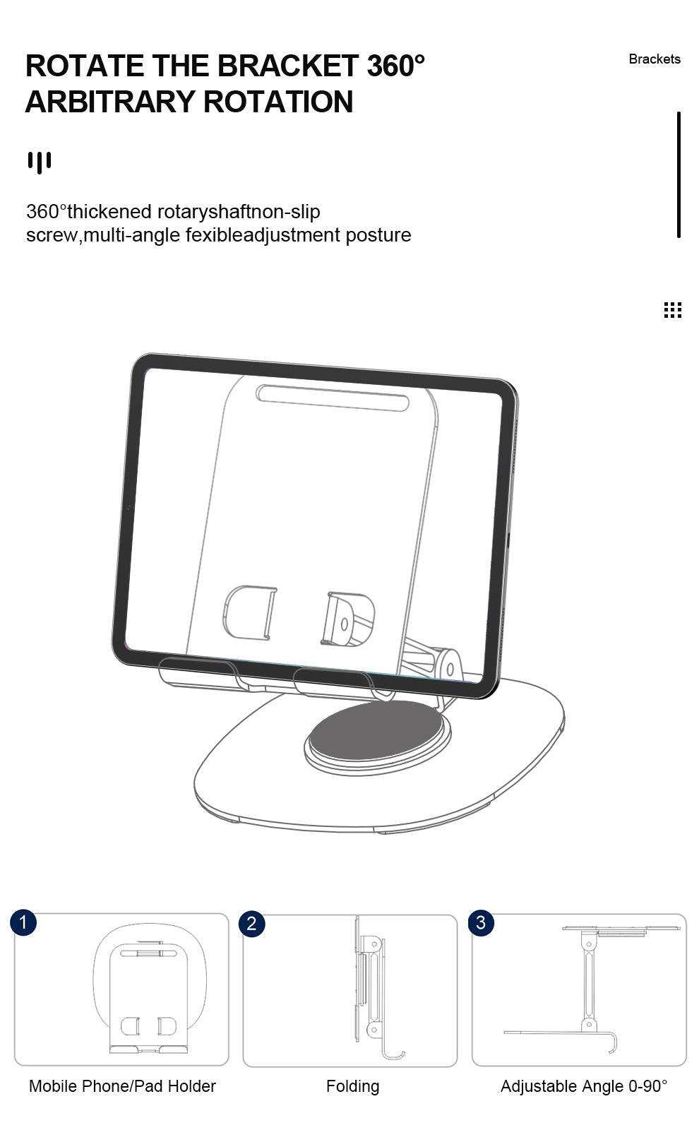 LENOK 360° Rotating Phone & Tablet Stand – Foldable, Portable, Adjustable Desk Holder for iPhone, iPad & All Smartphones - LENOK