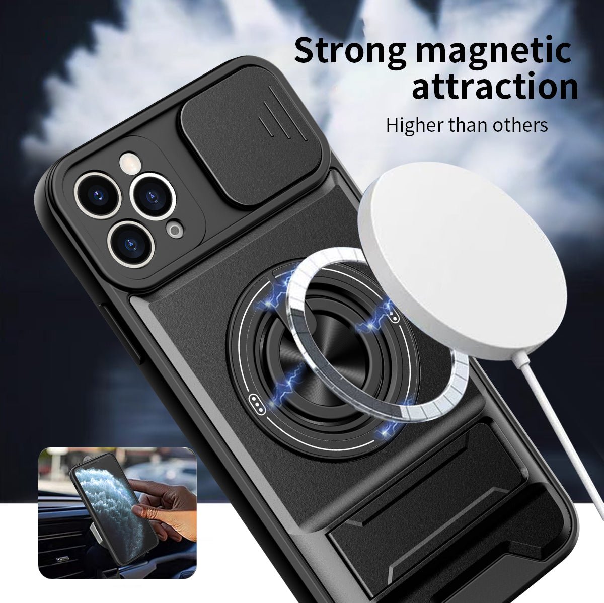 LENOK iPhone 11 Pro Max MagSafe case – strong magnetic attraction for MagSafe charger snap-on, higher magnetic pull than standard cases