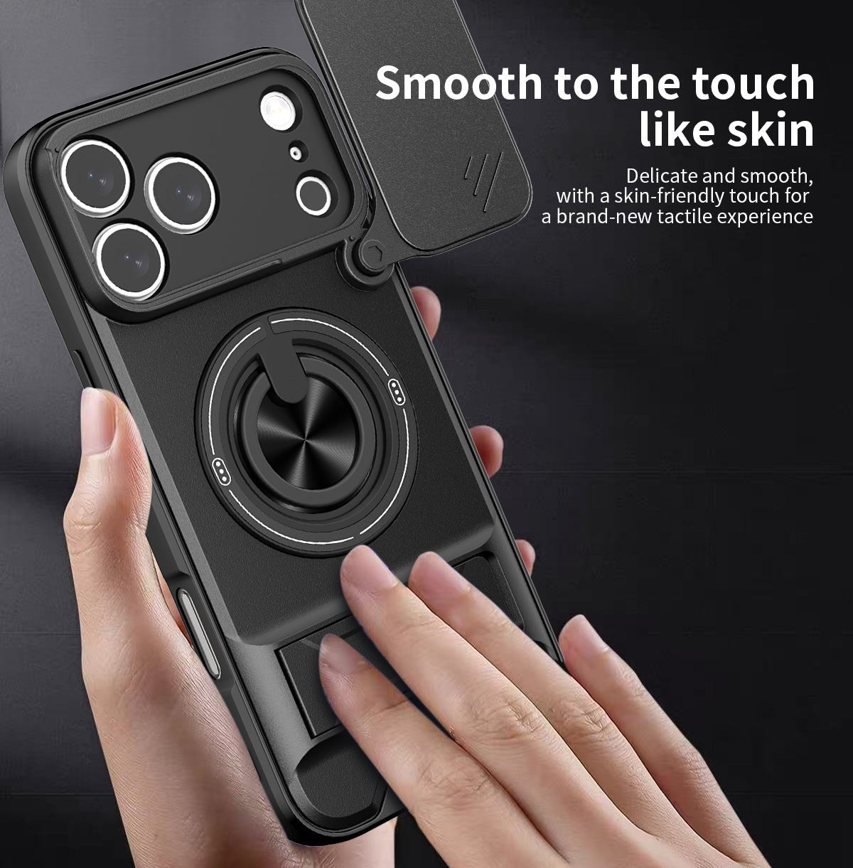 LENOK iPhone 17 Pro Max case – TPU+PC hybrid armor with sliding camera cover, military-grade drop protection