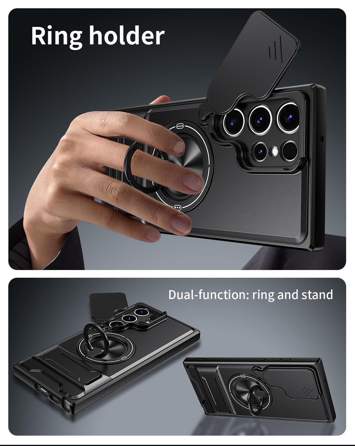 LENOK Military - Grade MagSafe Case for Samsung S 21 Ultra – Rugged Shockproof Armor, Camera Slider, 360° Ring Kickstand - LENOK