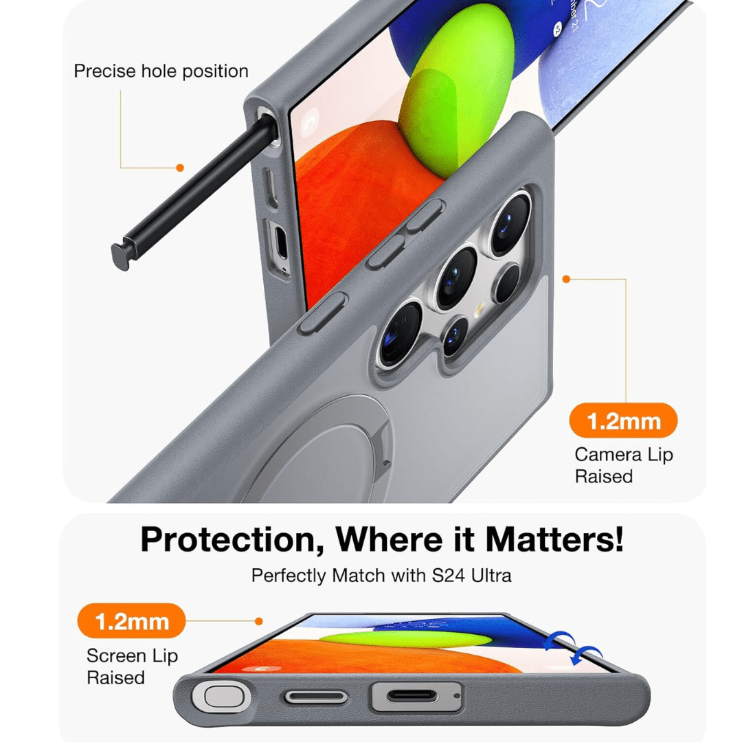 LENOK S24 Ultra Case - MagSafe Compatible, Ring Grip, Shock Absorbing, Slim Fit. - LENOK