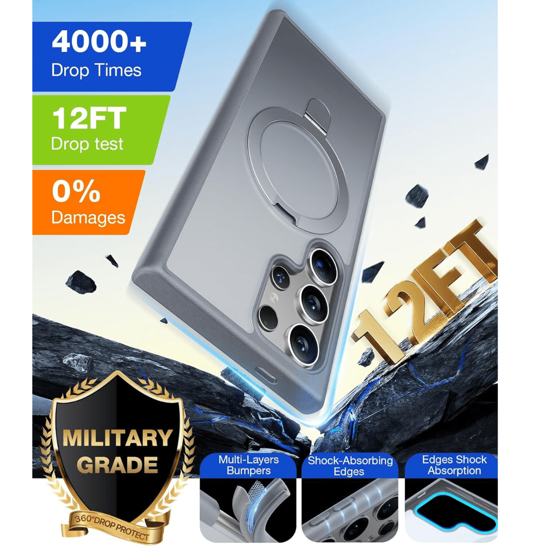 LENOK S24 Ultra Case - MagSafe Compatible, Ring Grip, Shock Absorbing, Slim Fit. - LENOK