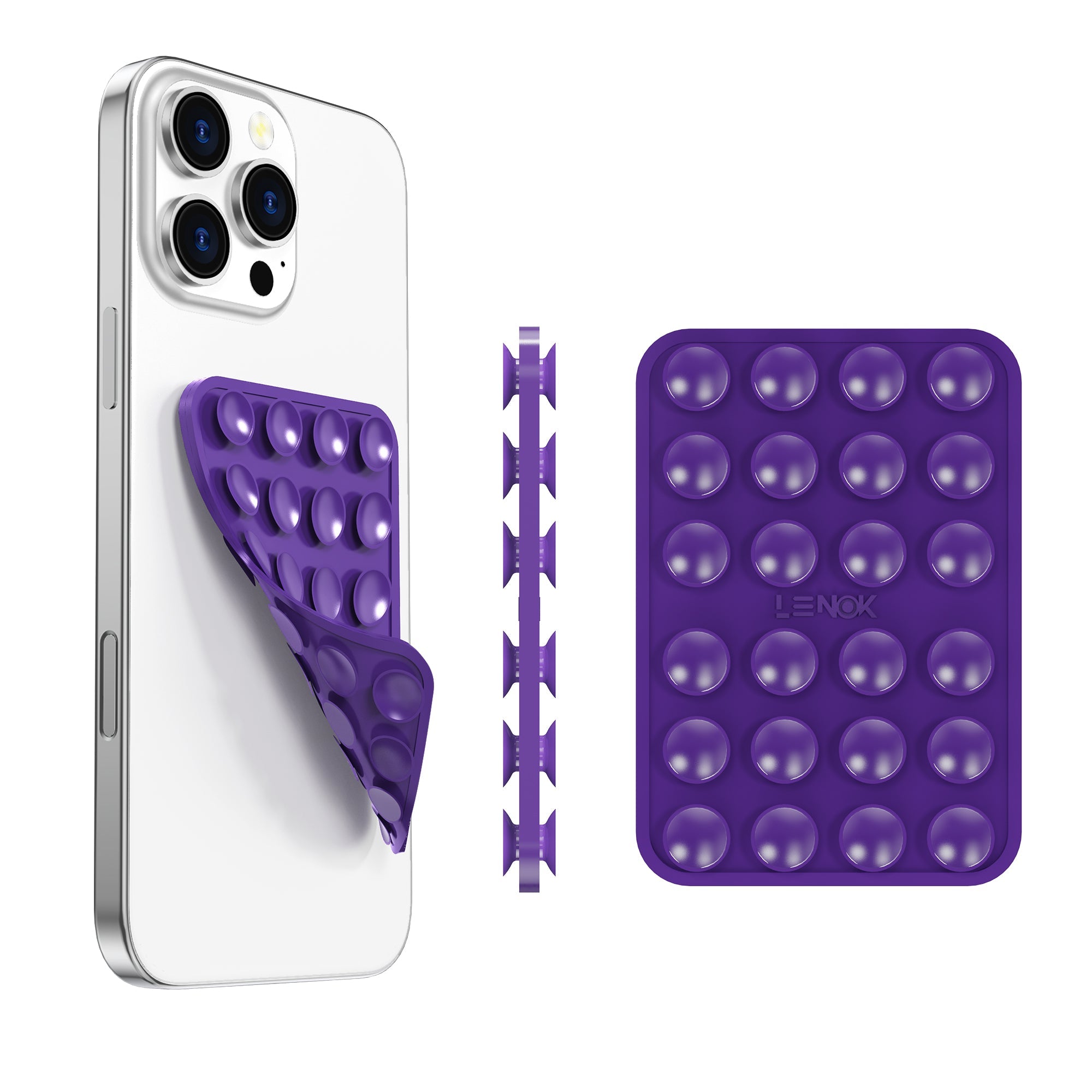 LENOK Silicone Suction Phone Case with Detachable Mount – Double - Sided Grip for Hands - Free Selfies & Videos, Durable for iPhone & Android - LENOK