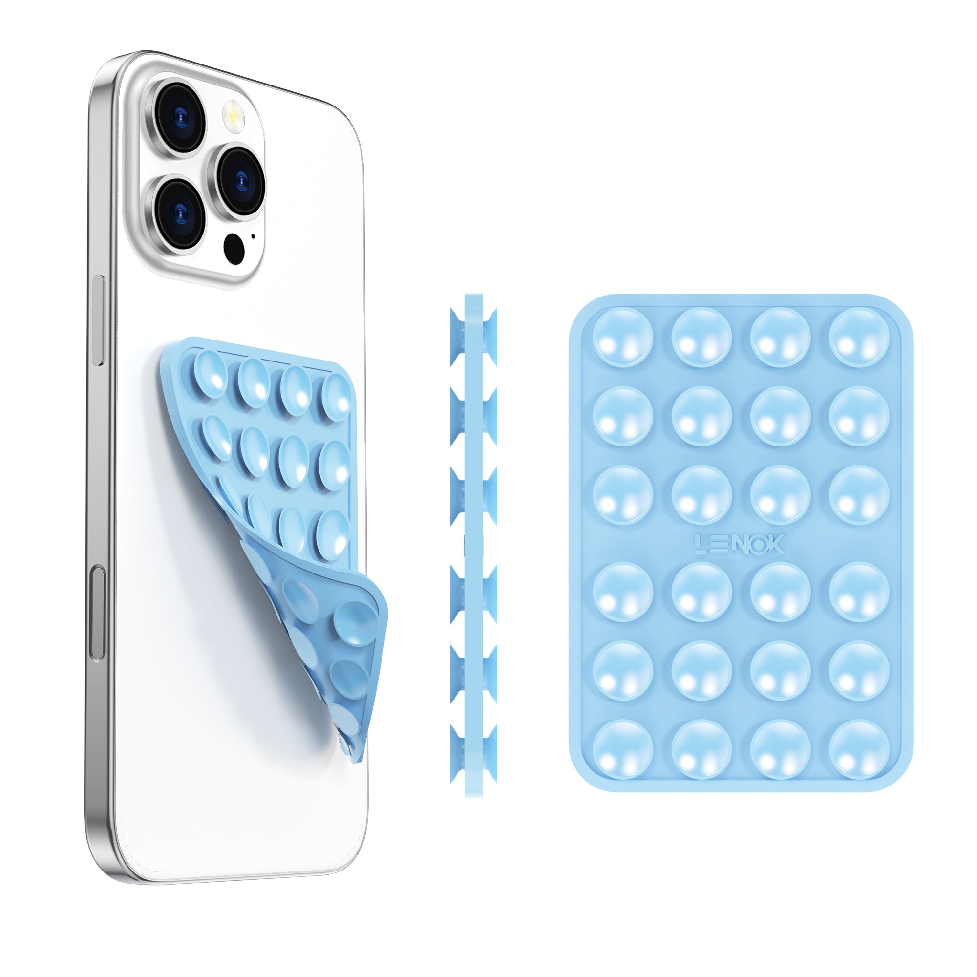 LENOK Silicone Suction Phone Case with Detachable Mount – Double - Sided Grip for Hands - Free Selfies & Videos, Durable for iPhone & Android - LENOK