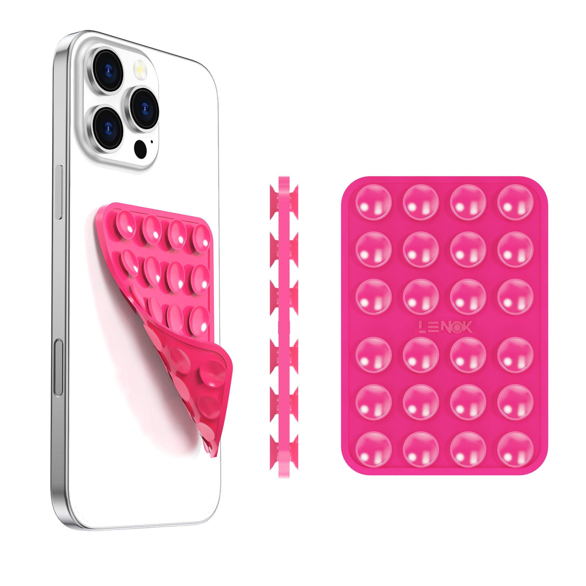 LENOK Silicone Suction Phone Case with Detachable Mount – Double - Sided Grip for Hands - Free Selfies & Videos, Durable for iPhone & Android - LENOK