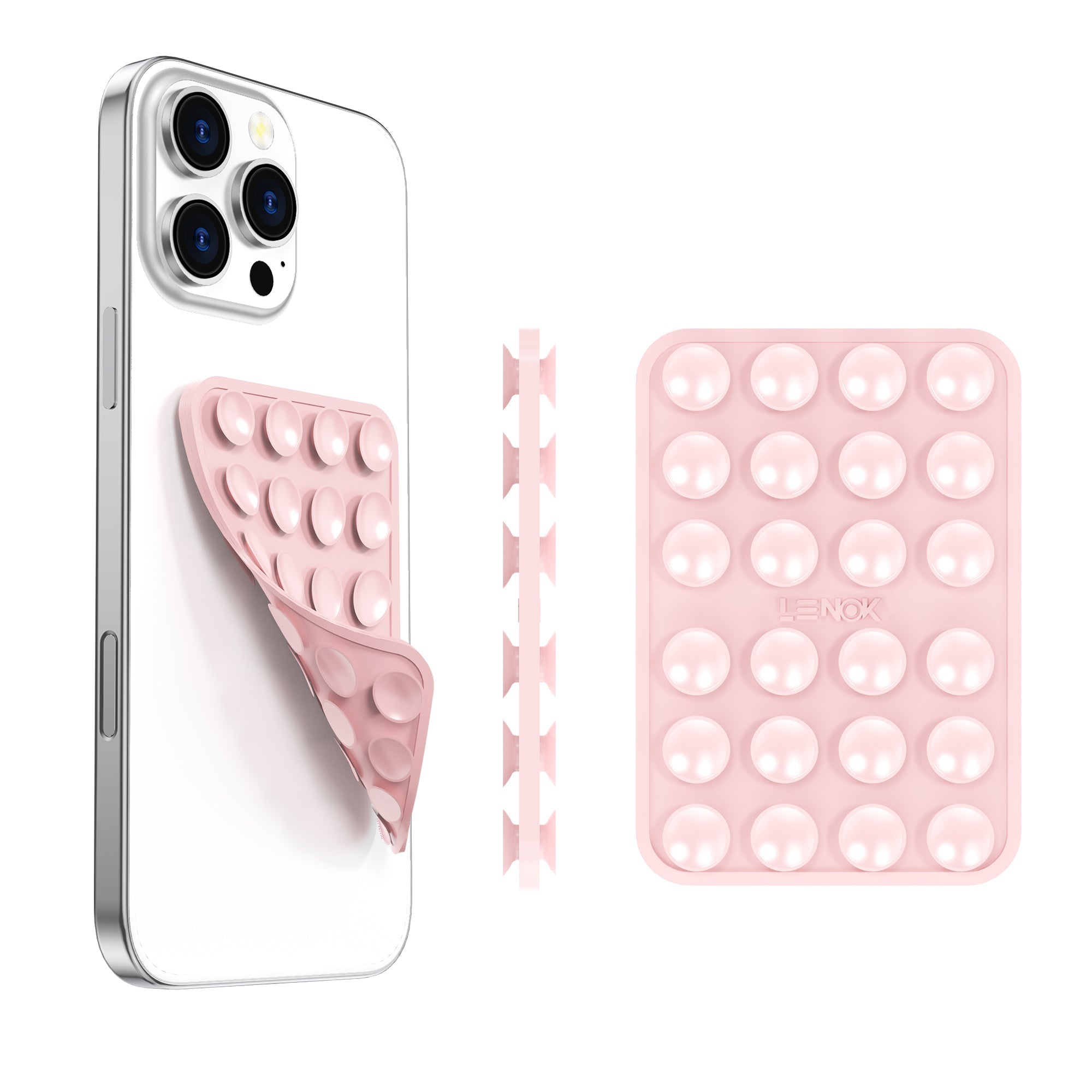 LENOK Silicone Suction Phone Case with Detachable Mount – Double - Sided Grip for Hands - Free Selfies & Videos, Durable for iPhone & Android - LENOK