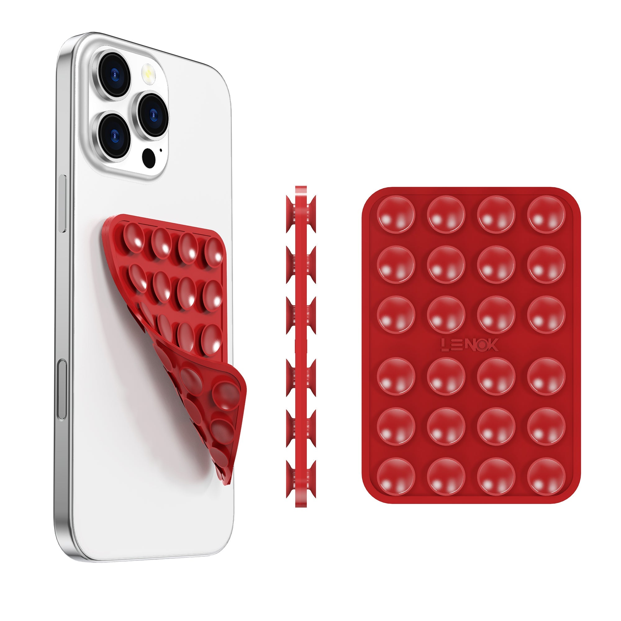 LENOK Silicone Suction Phone Case with Detachable Mount – Double - Sided Grip for Hands - Free Selfies & Videos, Durable for iPhone & Android - LENOK