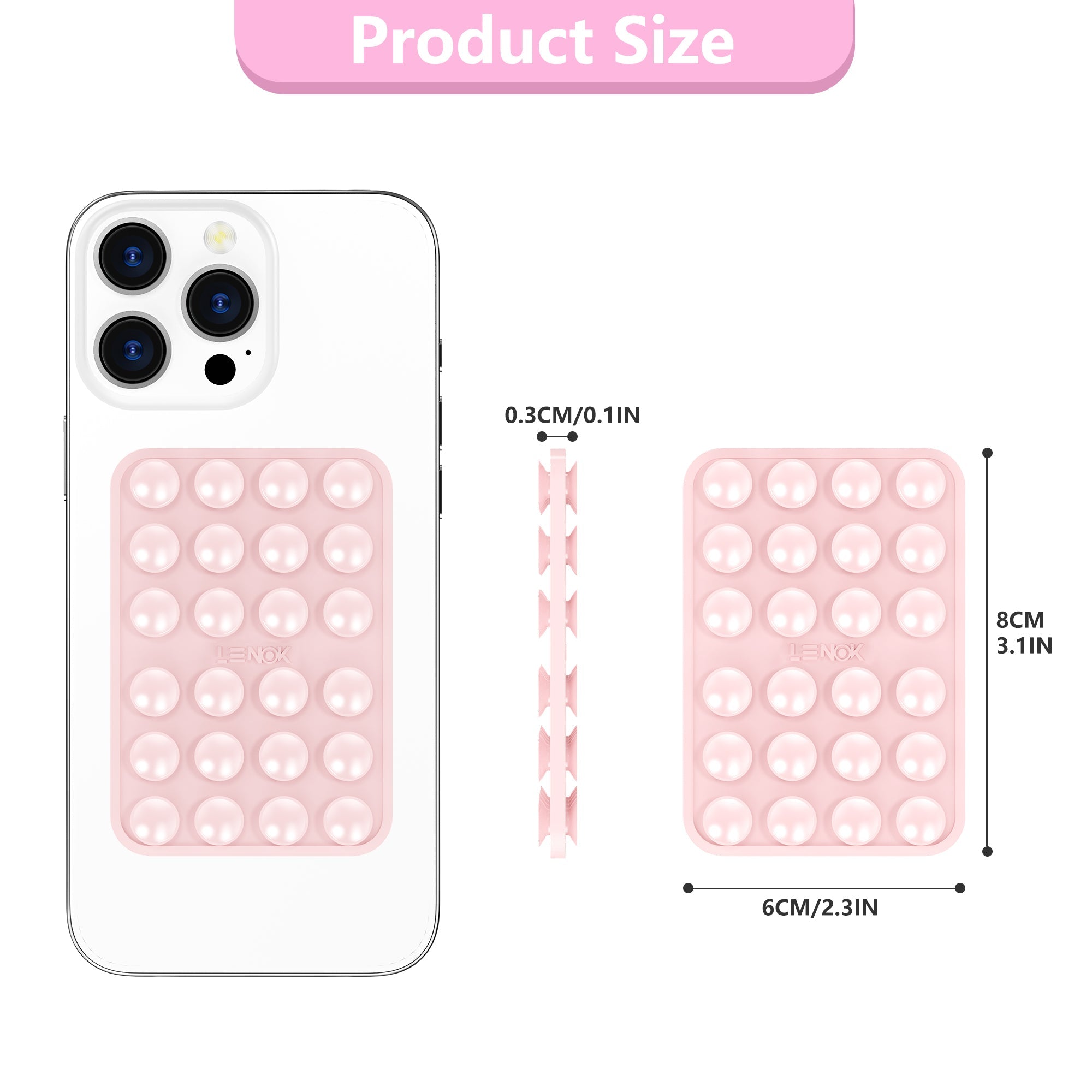 LENOK Silicone Suction Phone Case with Detachable Mount – Double - Sided Grip for Hands - Free Selfies & Videos, Durable for iPhone & Android - LENOK