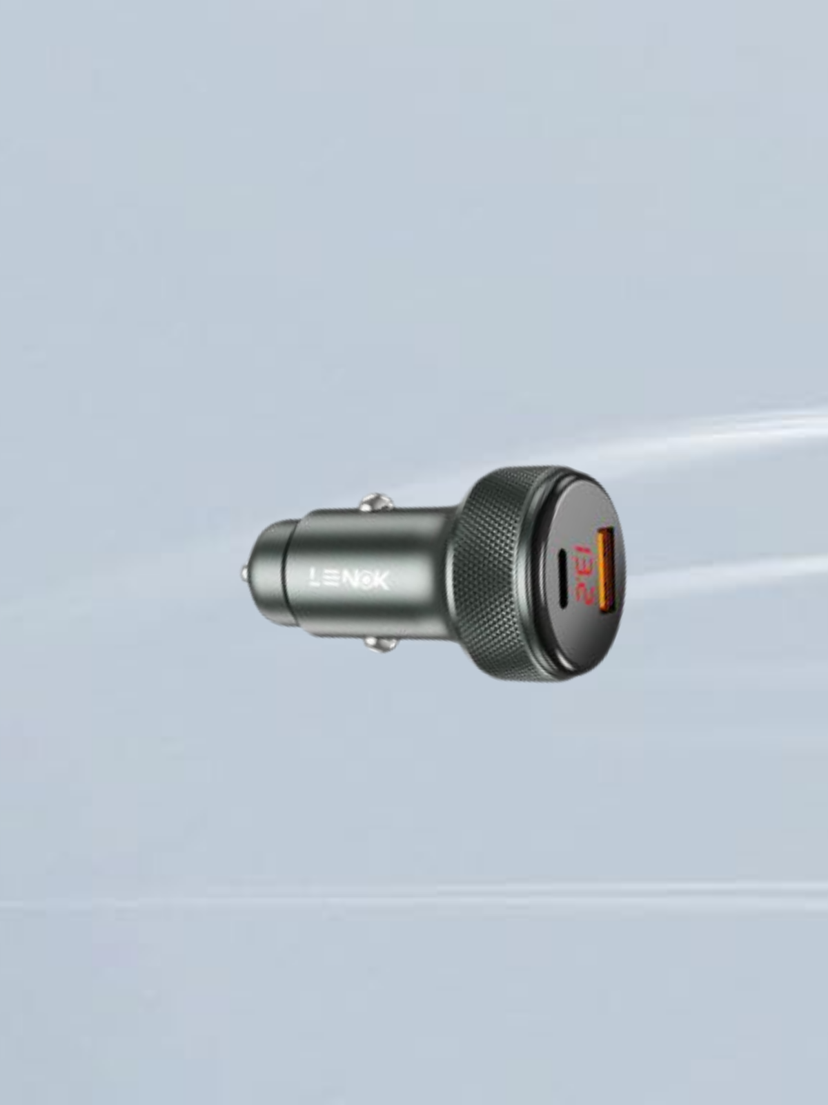 LENOK metal USB-C car charger, optimized for fast charging, displayed on a light background for mobile view