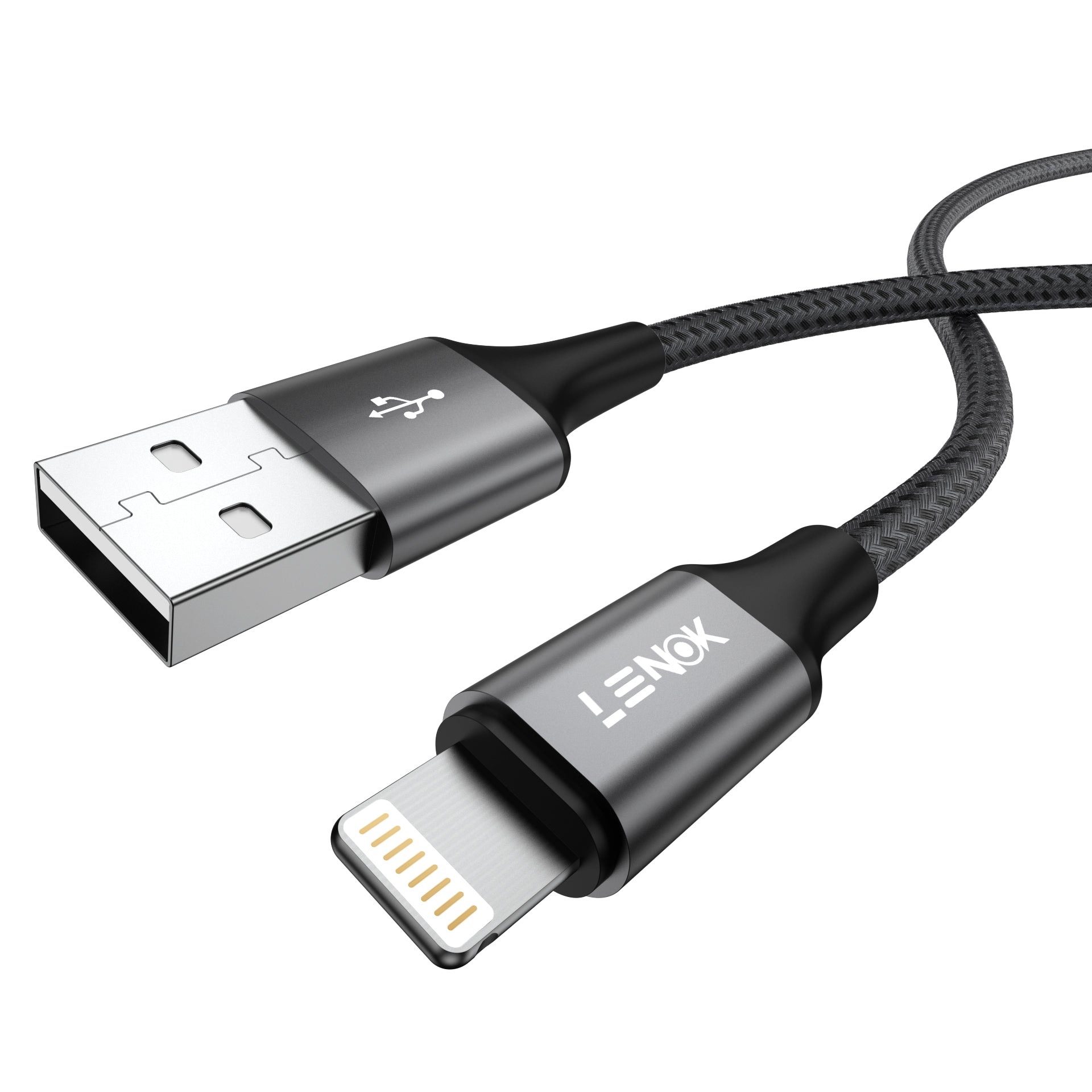 LENOK USB-A to Lightning Fast Charging Cable, Nylon Braided Cord for iPhone 14/13/12/11 & iPad - LENOK