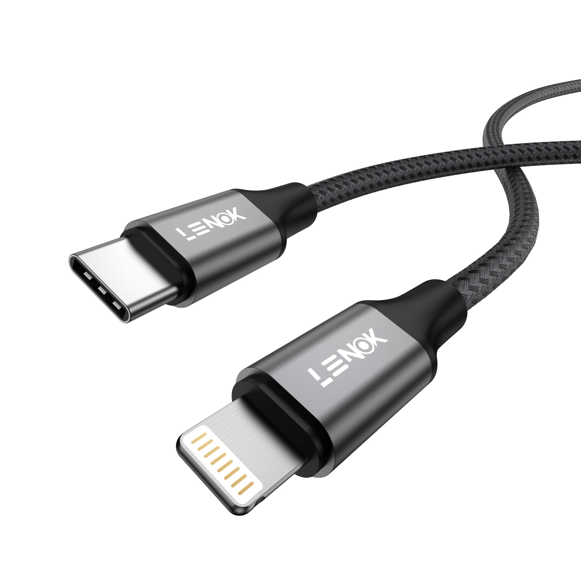 LENOK USB-C to Lightning Fast Charging Cable, Nylon Braided PD Cord for iPhone 14/13/12/11/X/8 - LENOK