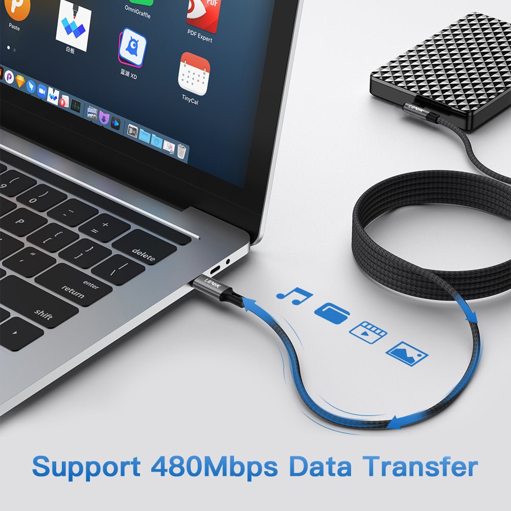 LENOK 60W USB-C to USB-C Right Angle Cable, Nylon Braided for iPhone 17 Pro Max, iPad, MacBook - LENOK