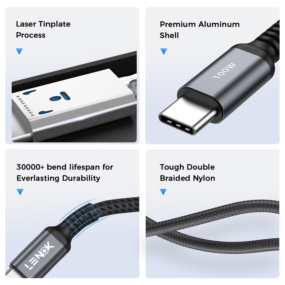 100W USB - C Cable – PD 5A Fast Charging for MacBook, iPad, Galaxy, iPhone | LENOK - LENOK