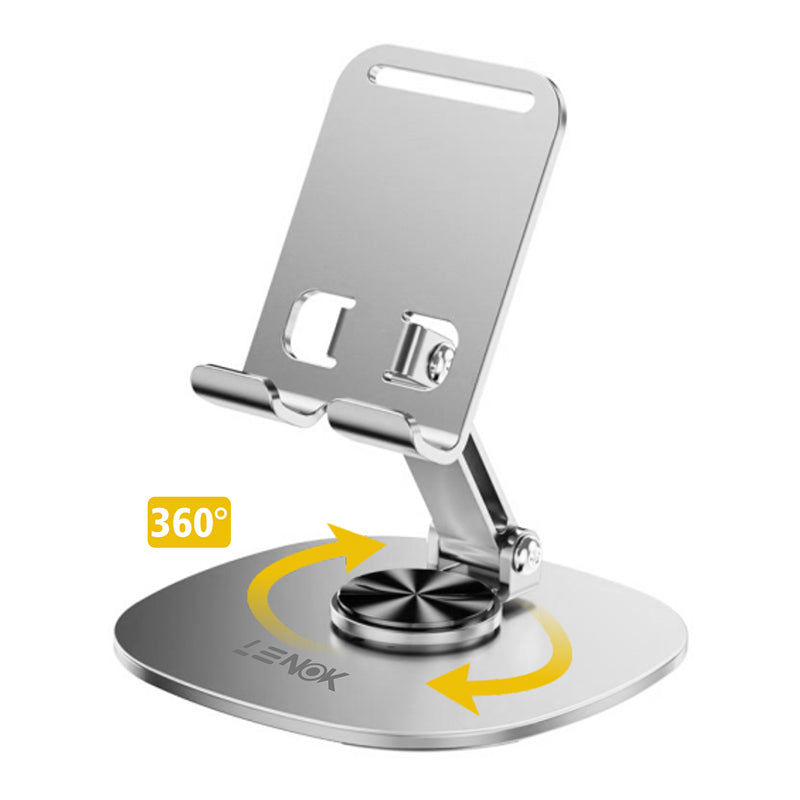 LENOK 360° Rotating Phone & Tablet Stand – Foldable, Portable, Adjustable Desk Holder for iPhone, iPad & All Smartphones