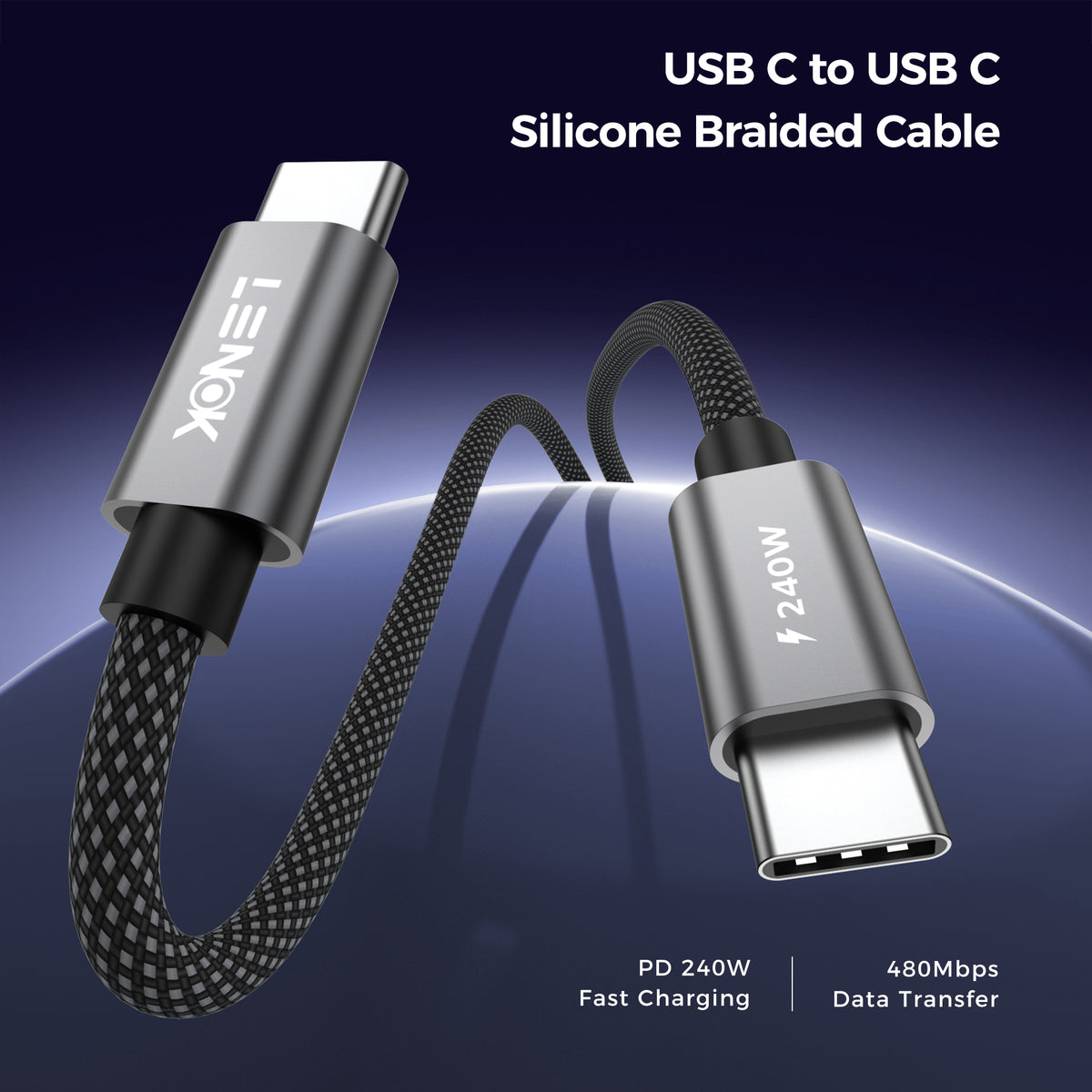 LENOK 240W USB-C cable one for all – 240W MacBook laptop, 60W iPad Nintendo Switch 2, 30W iPhone Samsung Google, 15W AirPods Kindle Pixel Watch