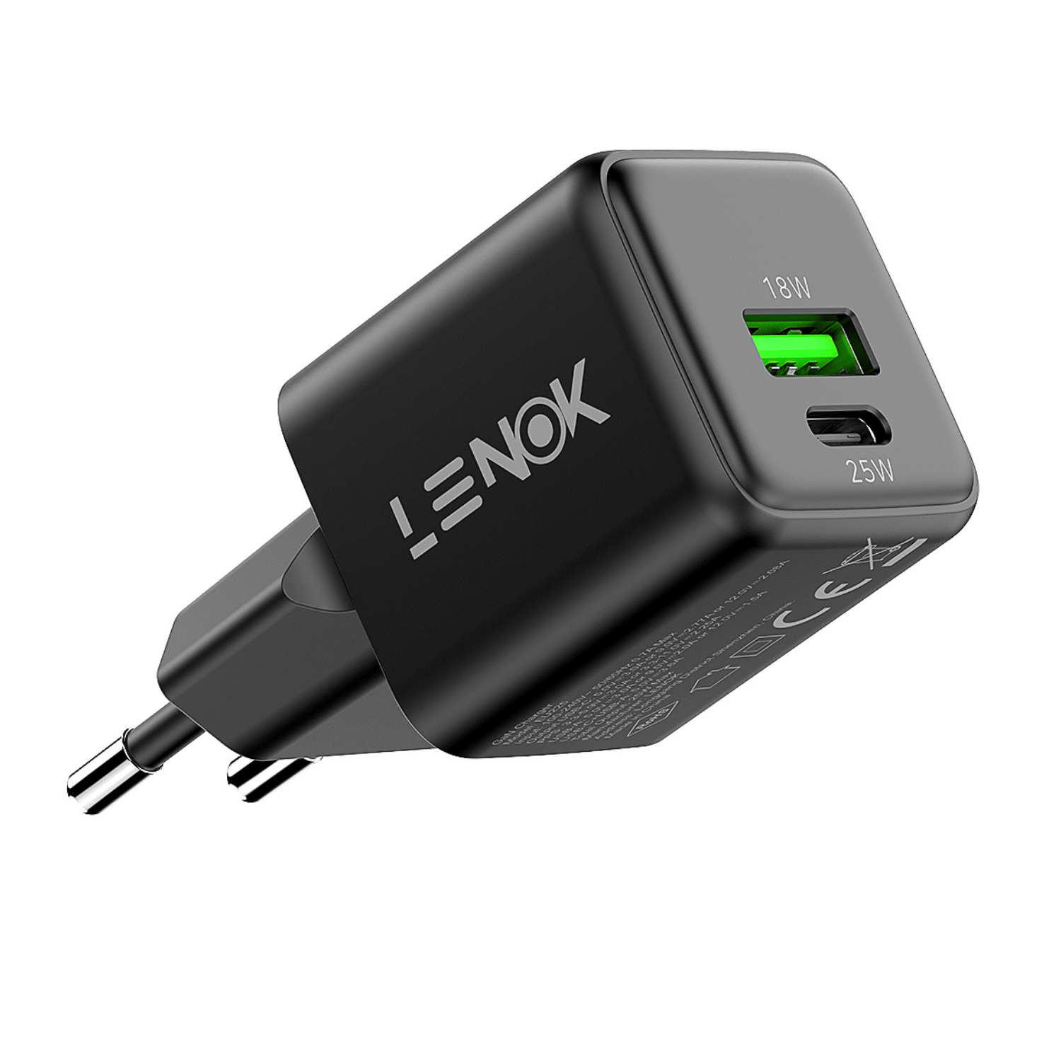 25W GaN Dual Port USB - C PD Super Fast Charger Block for Samsung, iPhone | LENOK - LENOK