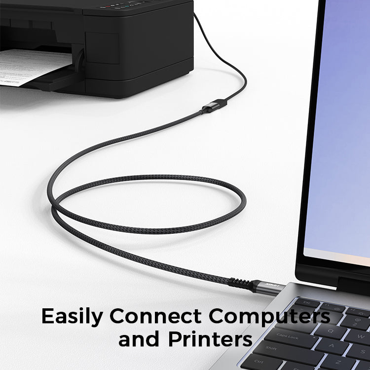 LENOK USB 3.0 extension cable easily connecting laptop to printer – 2M braided cable for office use