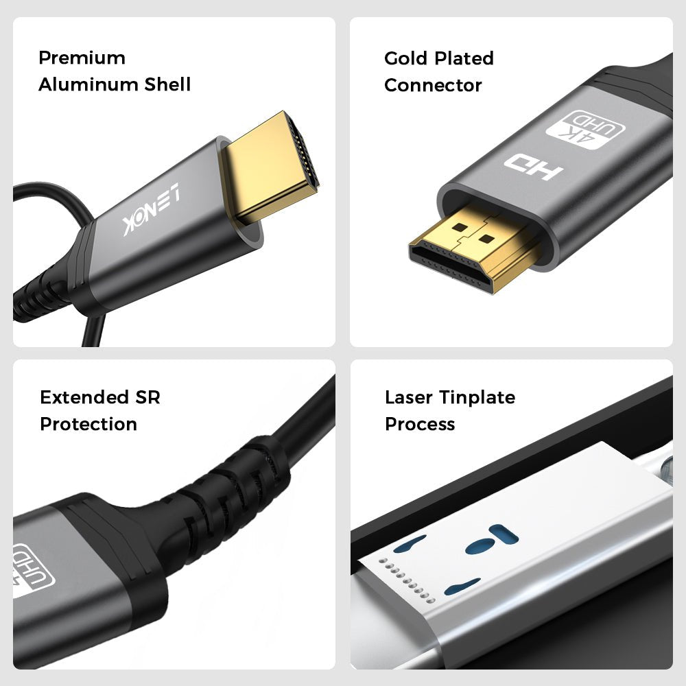 4K HDMI 2.0 Cable 18Gbps High Speed, 4K@60Hz HDR ARC for PS5, 4K TV & Monitor - LENOK