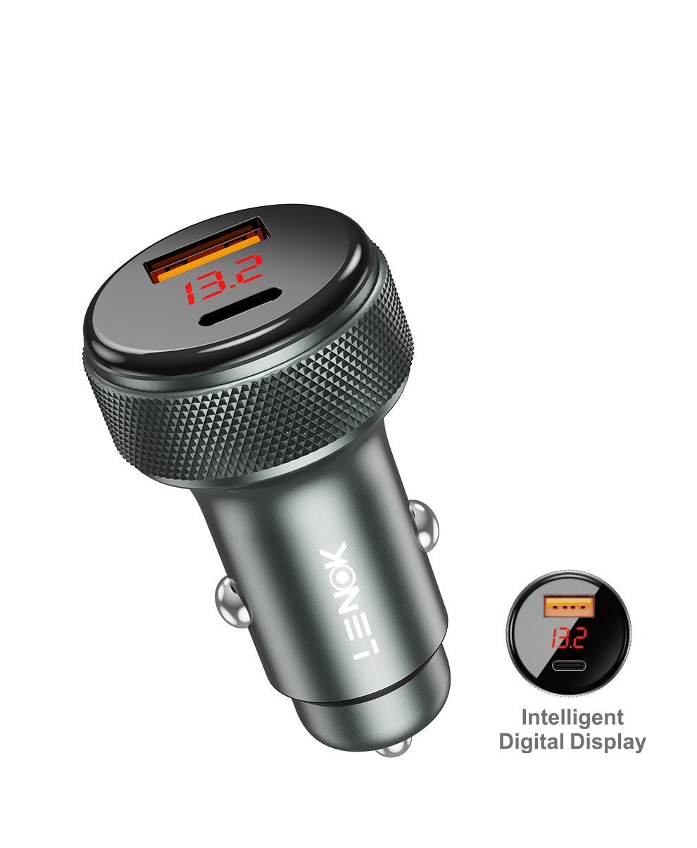 52.5W Dual USB Car Charger – 30W USB - C PD & 22.5W USB - A for iPhone, Samsung & More | LENOK - LENOK