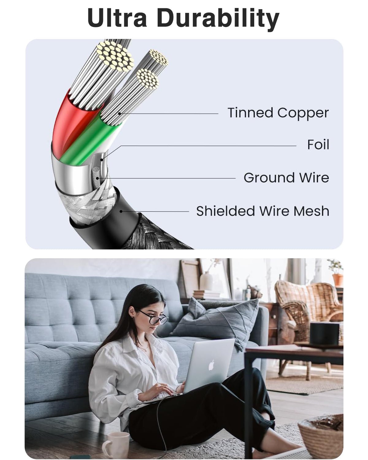 60W USB - C to USB - C Charger Cable – PD 3.0 Fast Charging for iPhone 15, Galaxy S23, MacBook, iPad & More | LENOK - LENOK