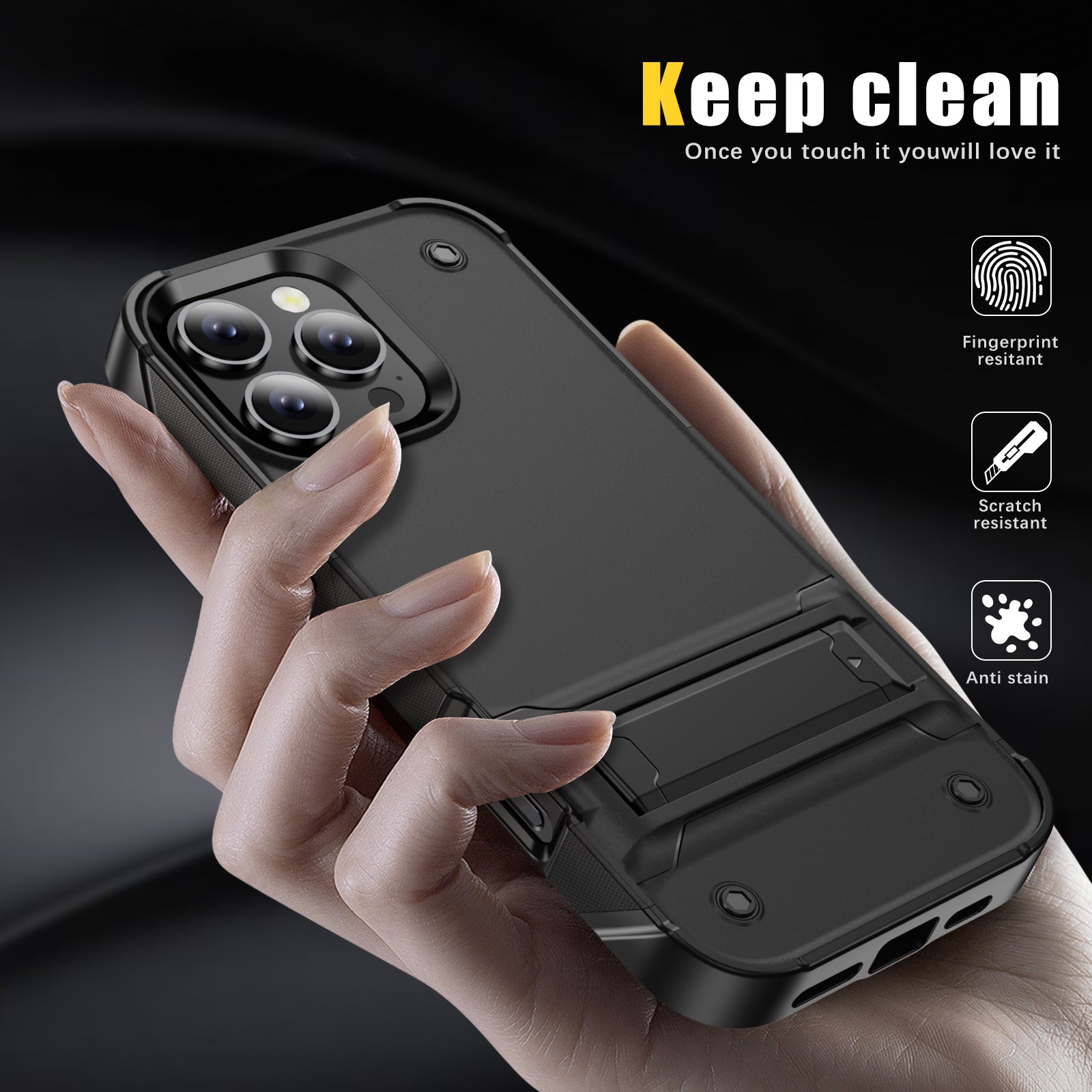 iPhone 16 Pro Case – Military - Grade Heavy - Duty Armor with Kickstand, Shockproof, Fingerprint - Resistant Rugged Cover | LENOK - LENOK