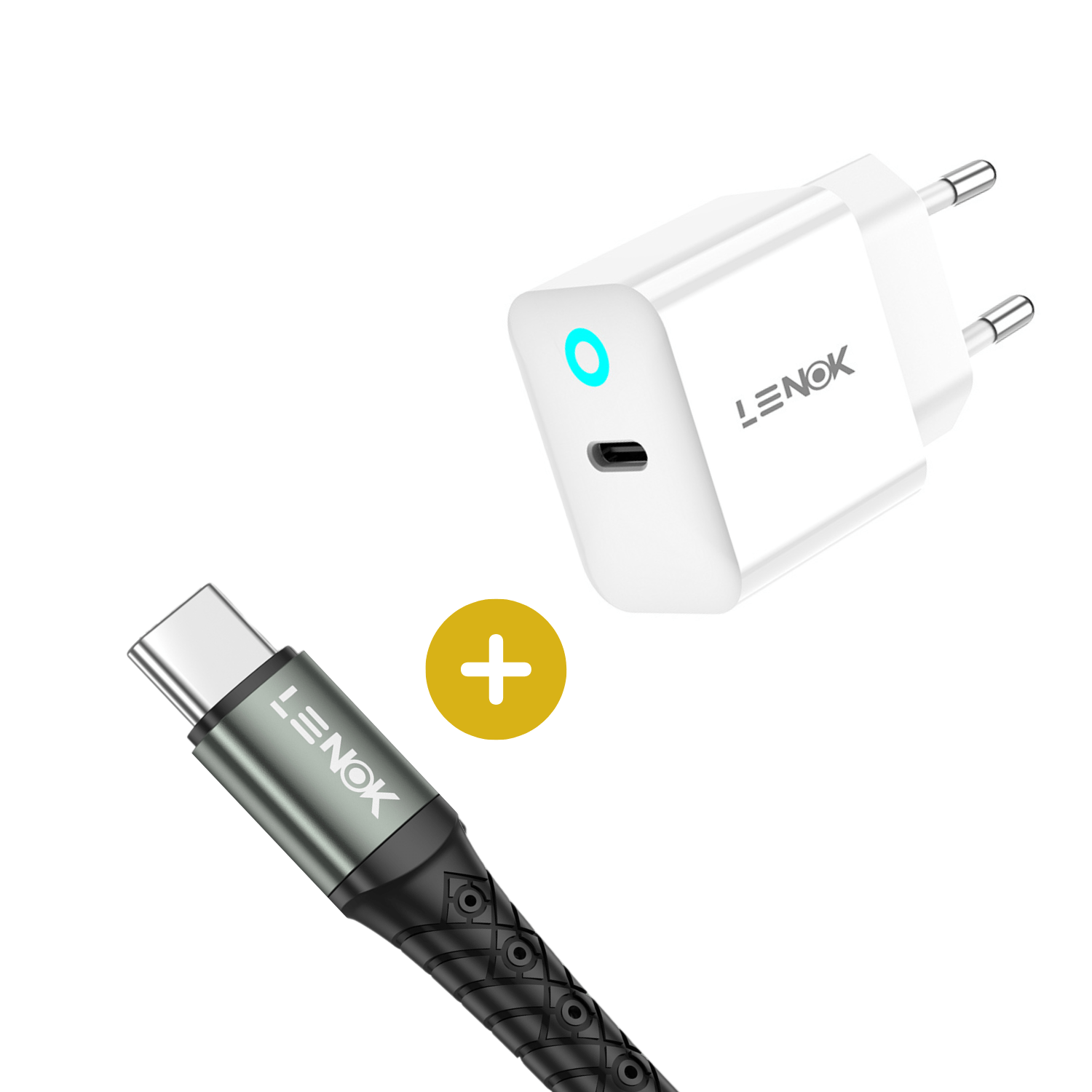 LENOK Fast Charging Bundle for iPhone - 20W Type C Charger & 60W USB - C Cable. - LENOK
