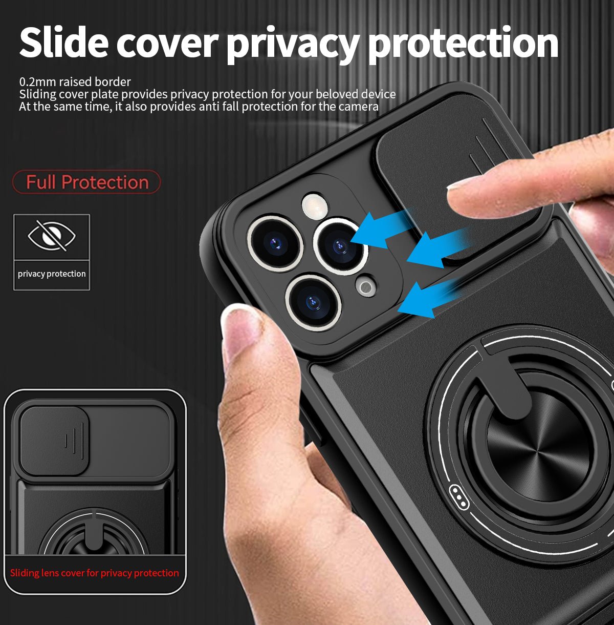 LENOK iPhone 11 Pro Max MagSafe case – sliding camera cover for privacy protection, 0.2mm raised border, full lens coverage
