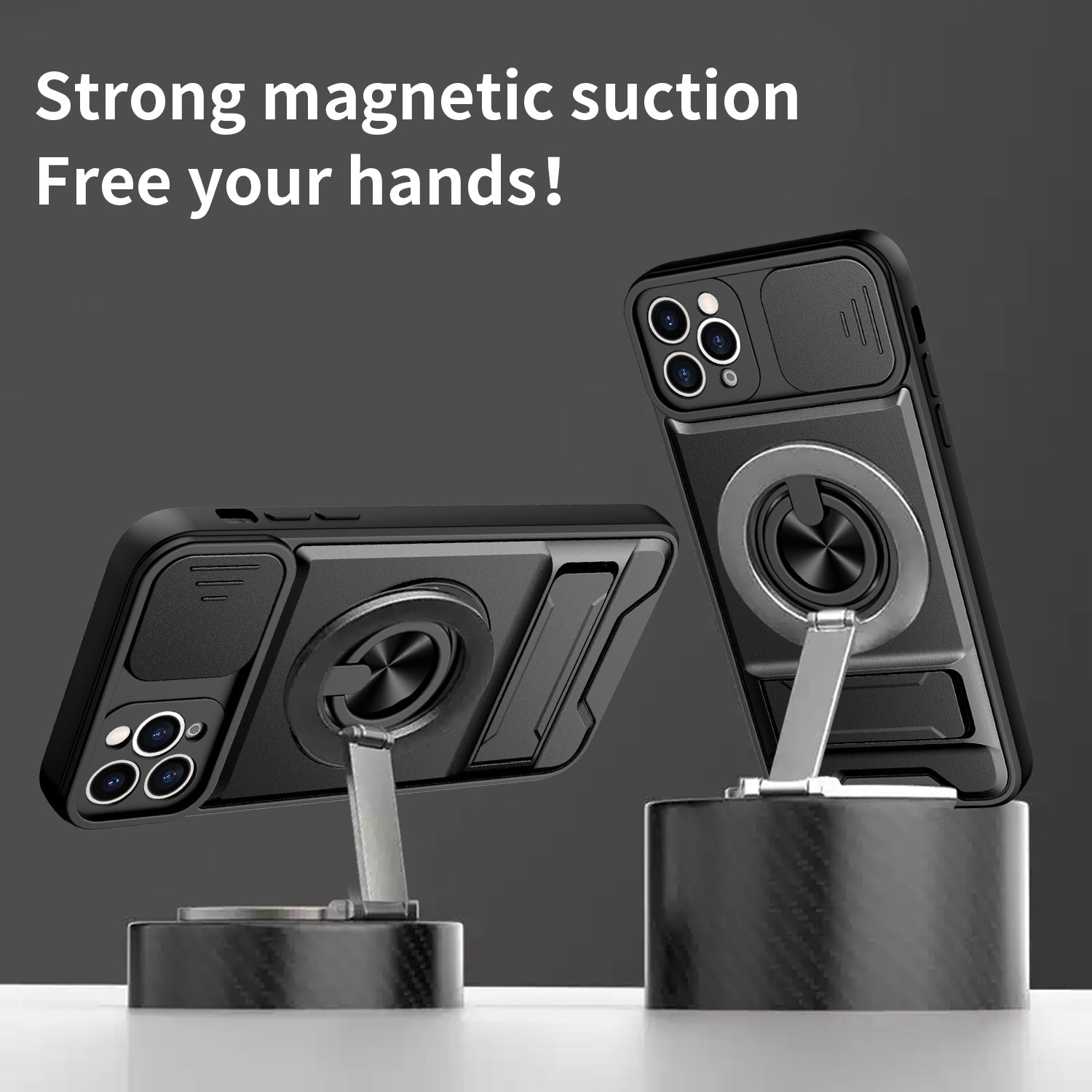LENOK iPhone 11 Pro Max MagSafe case – strong magnetic suction with foldable kickstand, horizontal and vertical desk stand positions
