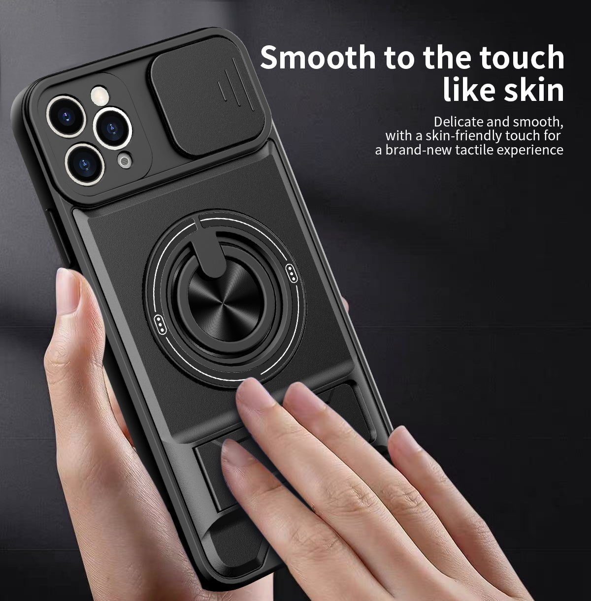 LENOK iPhone 11 Pro Max MagSafe case – smooth skin-friendly finish, delicate touch, ring grip and camera slider
