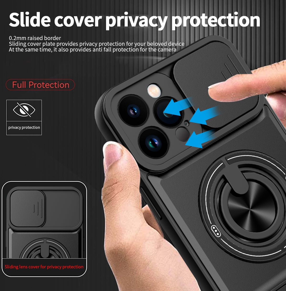 LENOK iPhone 12 Pro Max MagSafe case – sliding camera cover privacy protection, 0.2mm raised border, full lens coverage
