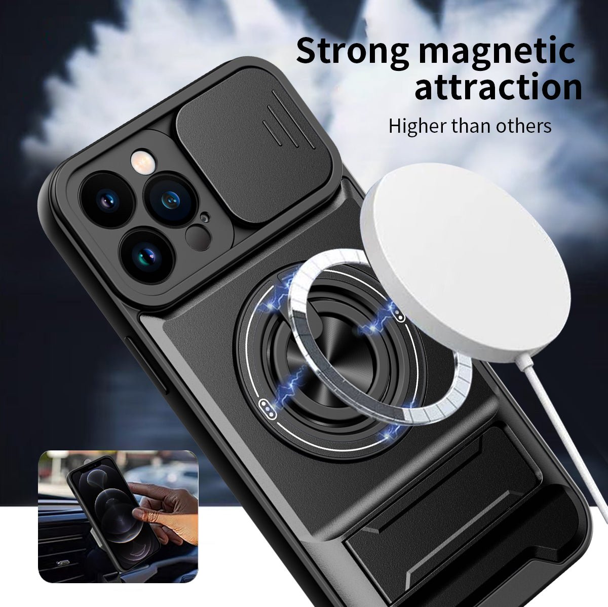 LENOK iPhone 12 Pro Max MagSafe case – strong magnetic attraction for MagSafe charger snap-on, higher magnetic pull than standard cases
