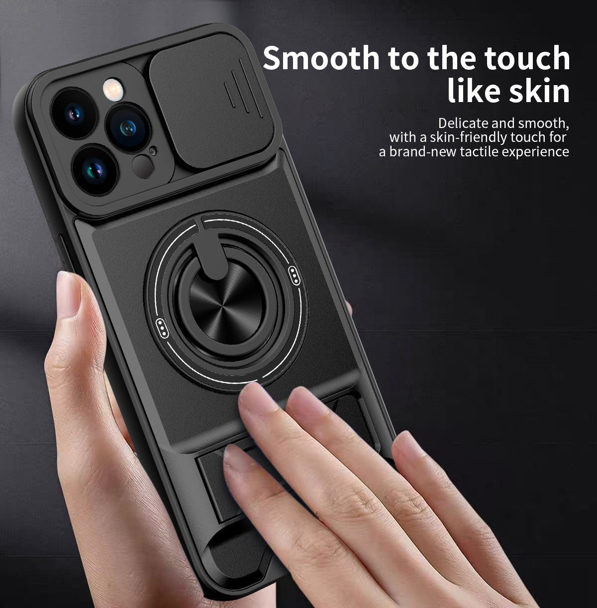 LENOK iPhone 12 Pro Max MagSafe case – smooth skin-friendly finish, delicate touch, ring grip and camera slider
