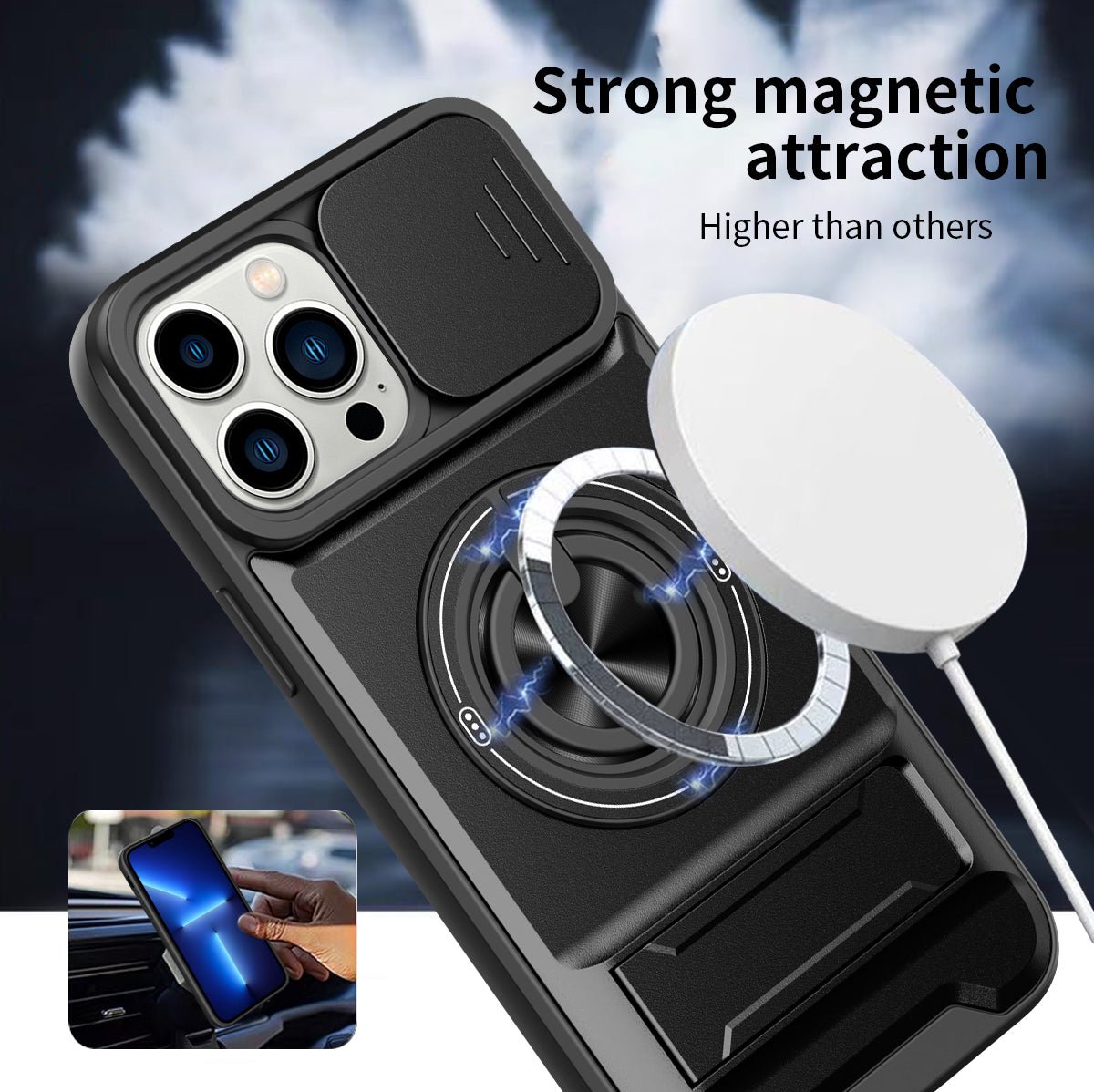 LENOK iPhone 13 Pro Max MagSafe case – strong magnetic attraction for MagSafe charger snap-on, higher magnetic pull than standard cases
