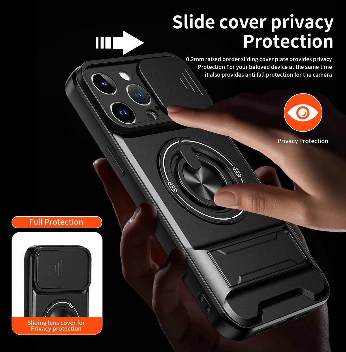 LENOK iPhone 14 Pro Max MagSafe case – slide cover privacy protection, 0.2mm raised border, full lens coverage and anti-fall camera protection
