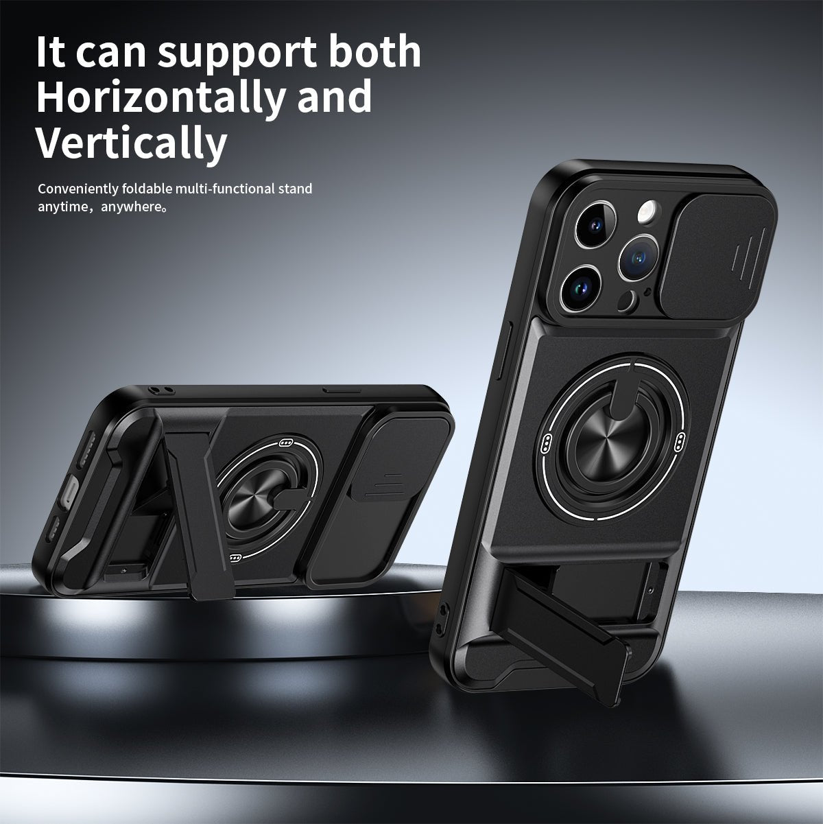 LENOK iPhone 14 Pro Max MagSafe case – conveniently foldable kickstand supporting both horizontal and vertical positions
