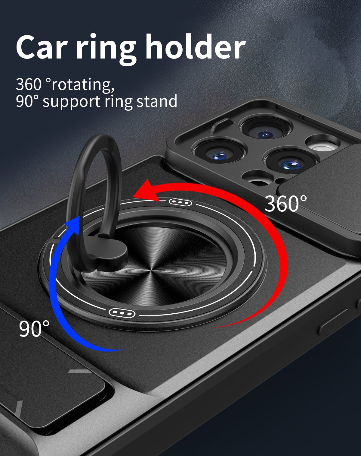 LENOK iPhone 16 Pro Max MagSafe case – 2-in-1 ring grip with magnetic car mount compatibility
