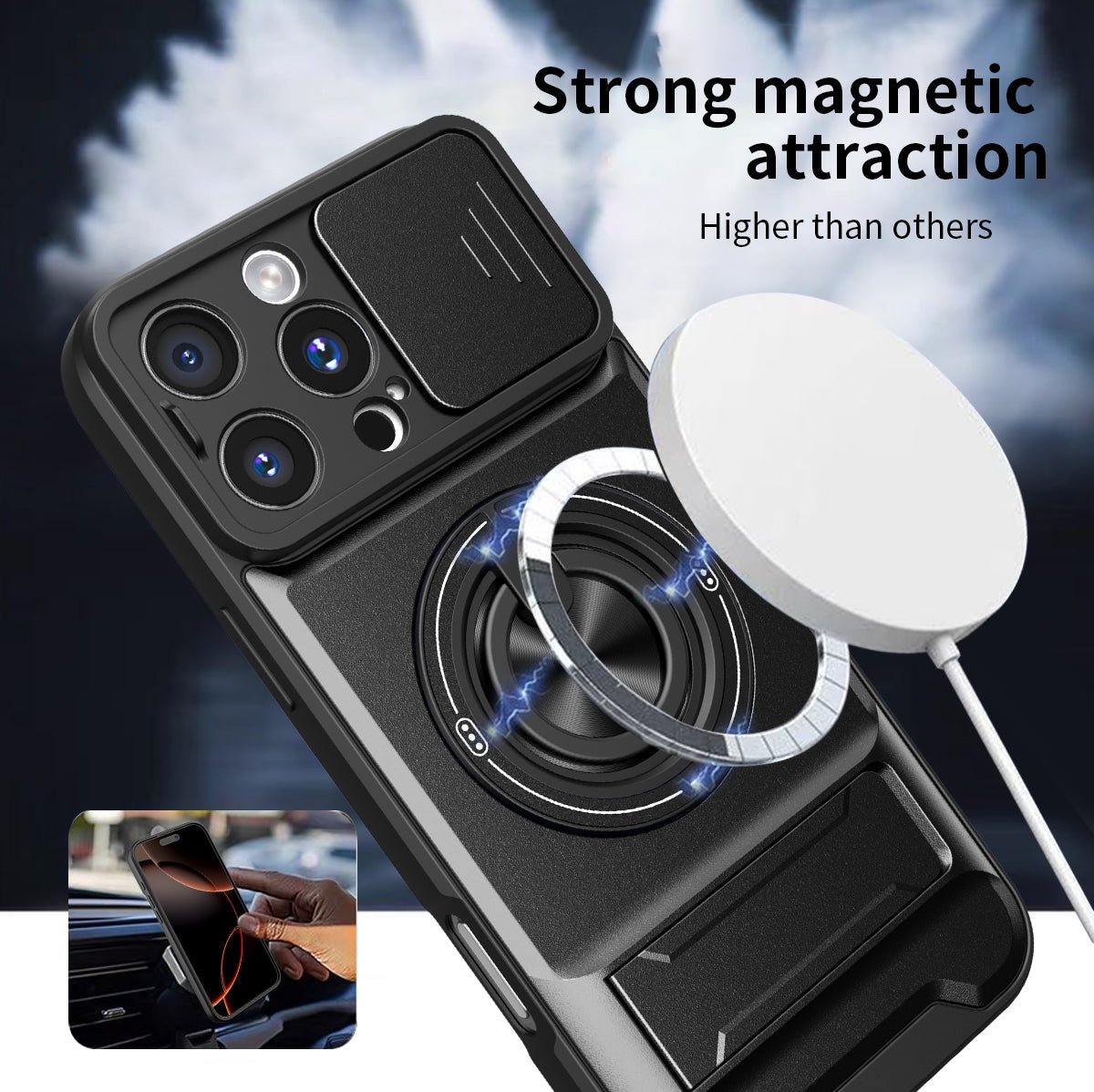 LENOK iPhone 16 Pro Max MagSafe case – strong magnetic attraction for MagSafe charger and car mount

