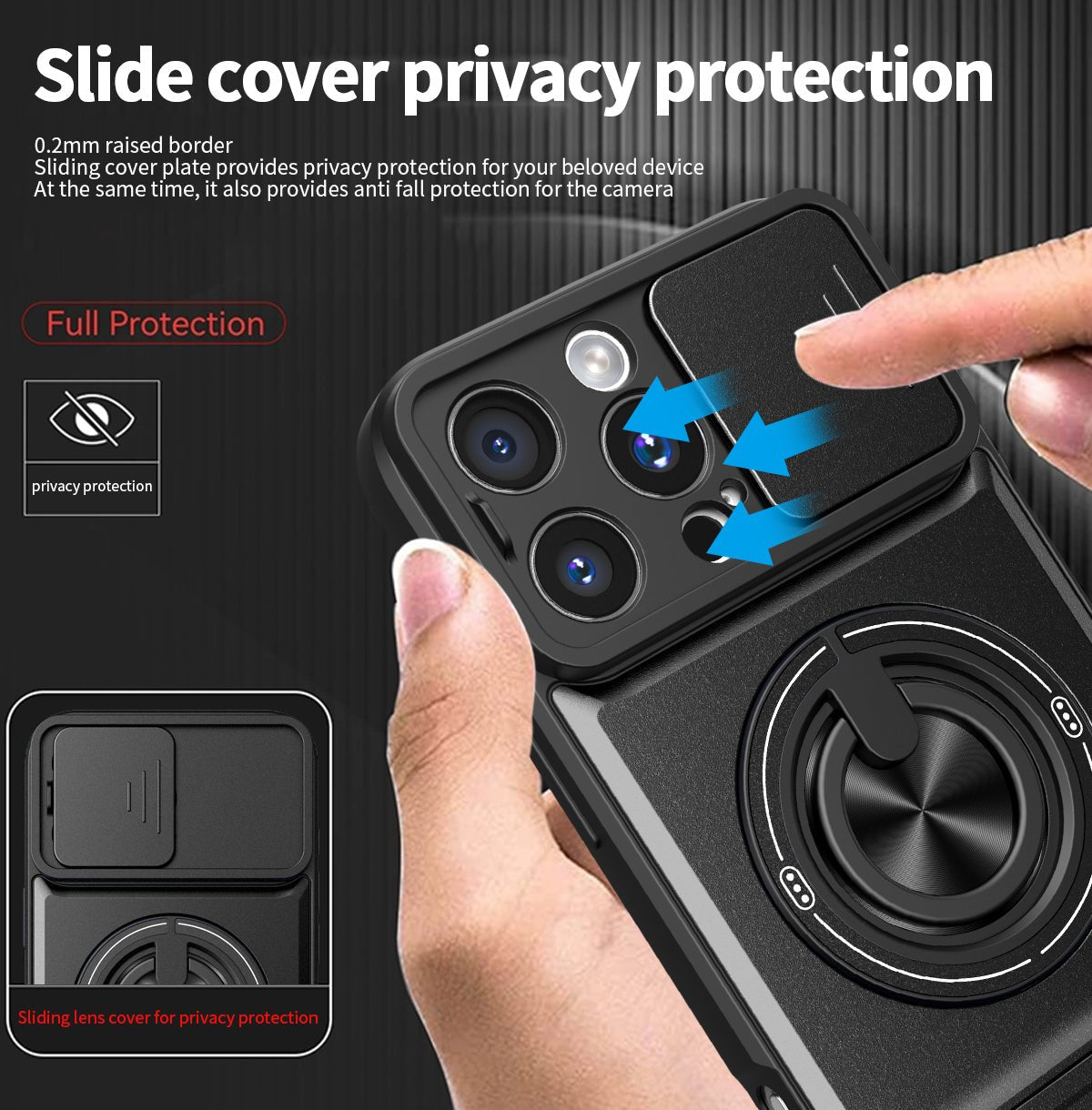 LENOK iPhone 16 Pro Max MagSafe case – sliding camera cover closed for lens privacy protection
