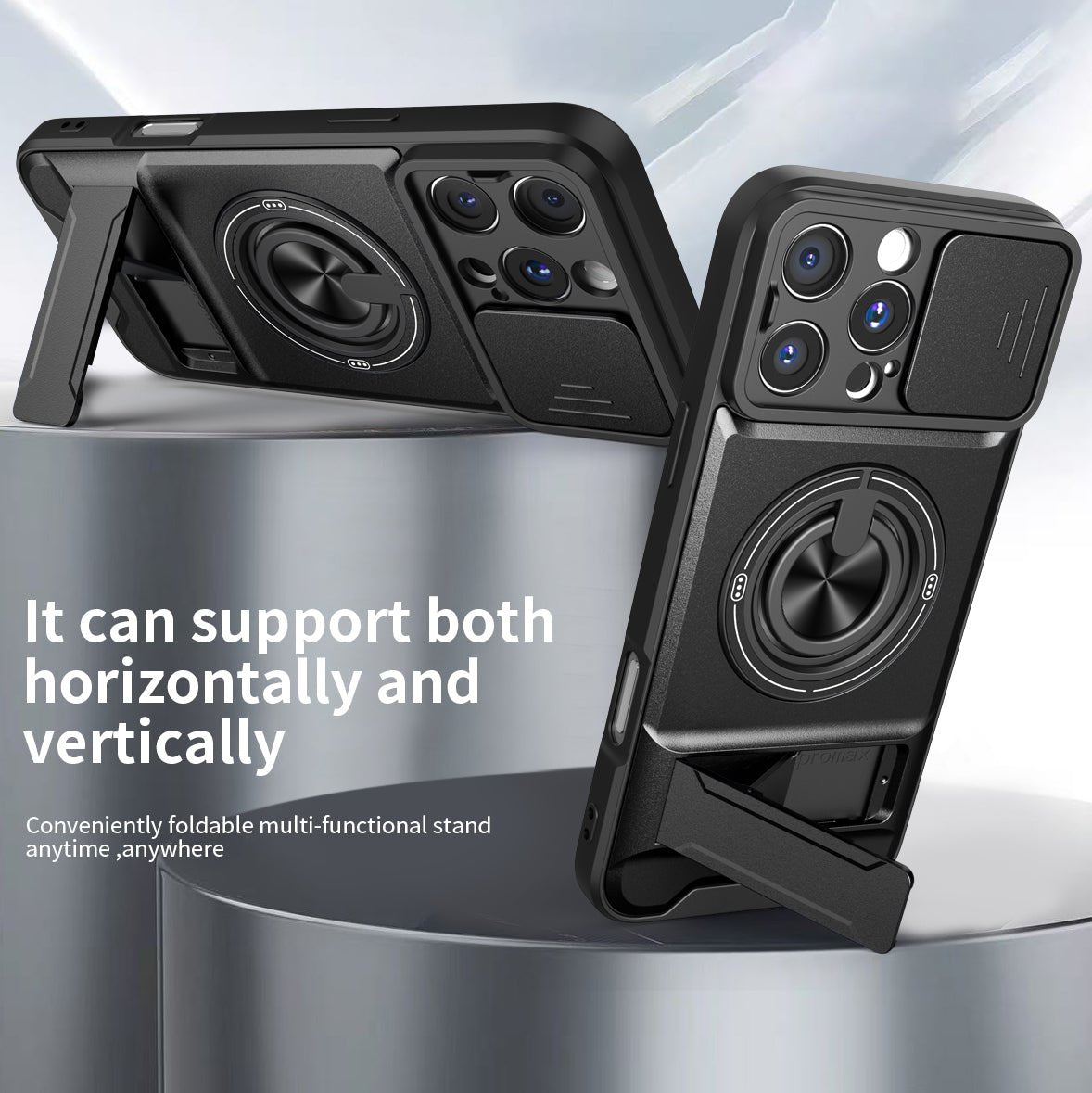 LENOK iPhone 16 Pro Max MagSafe case – 360° ring kickstand supports horizontal and vertical viewing
