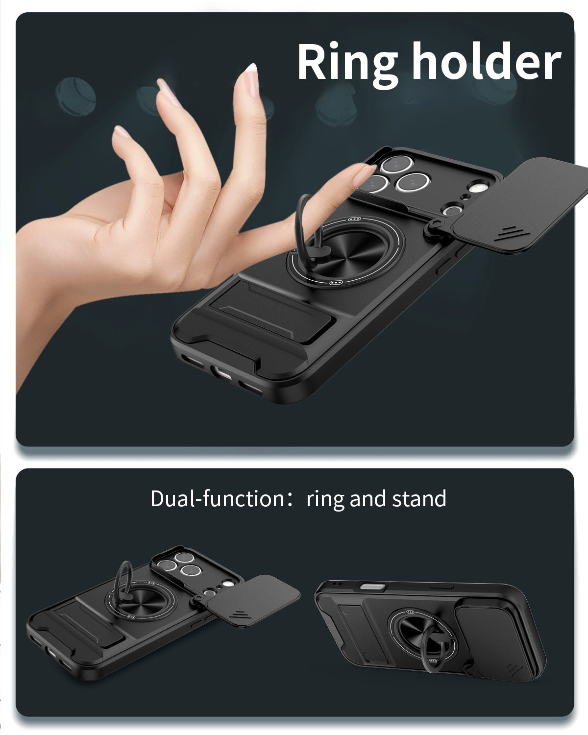 LENOK Military - Grade MagSafe Case for iPhone 17 Pro Max – Rugged Shockproof Armor, Camera Slider, 360° Ring Kickstand - LENOK