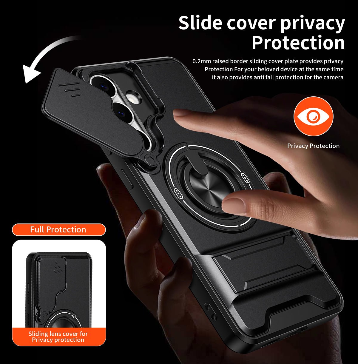 LENOK Samsung Galaxy S25 FE Case – Military-Grade MagSafe, Camera Slider, 360° Ring Kickstand - LENOK